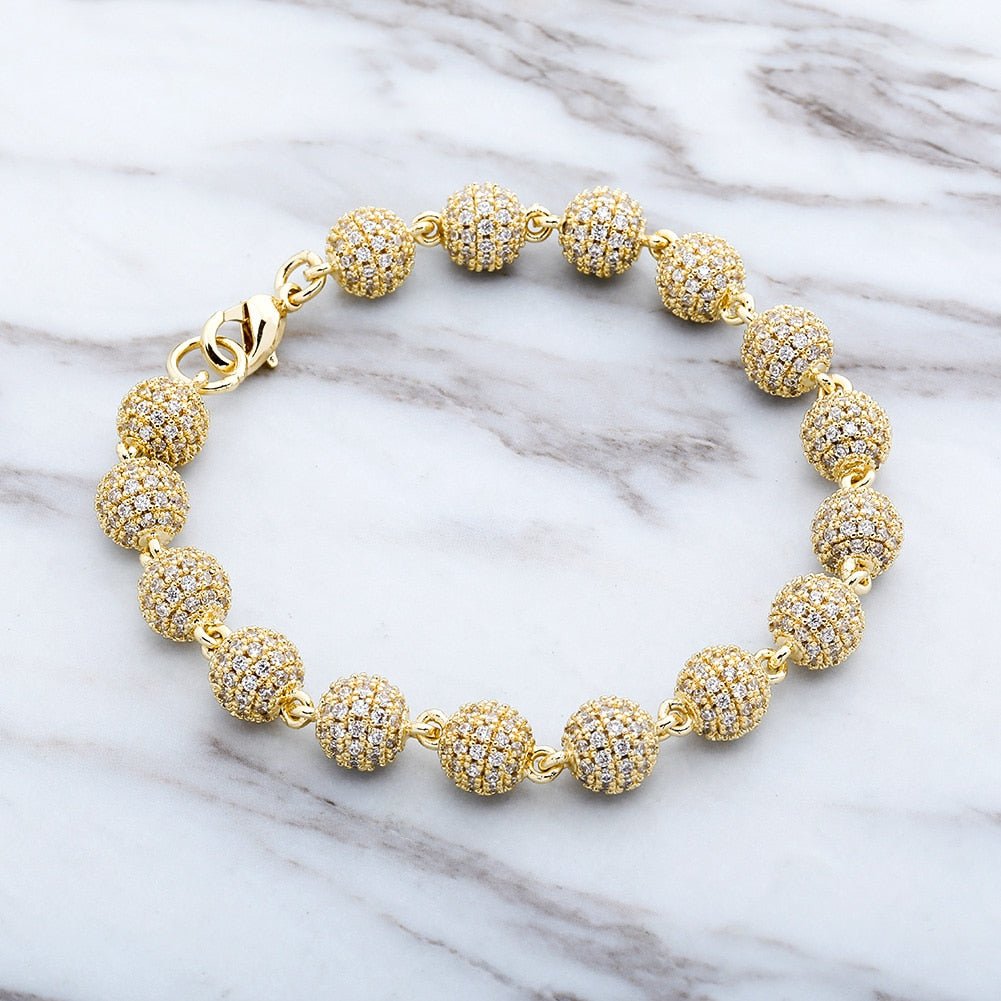 8mm 18K Gold Diamond Ball Bracelet - Drip Culture Jewelry