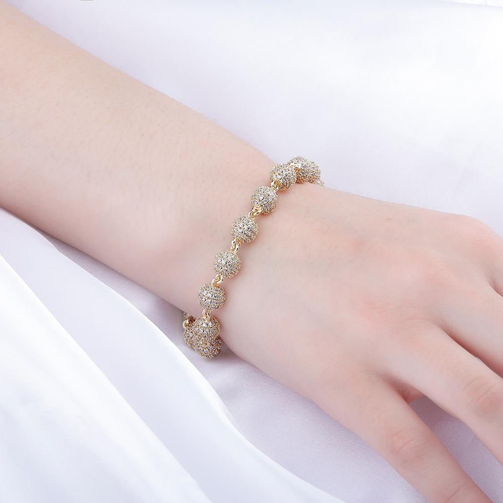 8mm 18K Gold Diamond Ball Bracelet - Drip Culture Jewelry