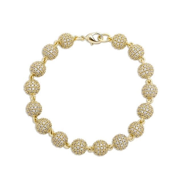 8mm 18K Gold Diamond Ball Bracelet - Drip Culture Jewelry