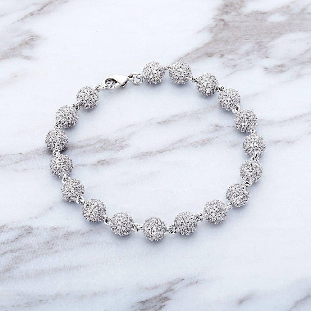 8mm 18K Gold Diamond Ball Bracelet - Drip Culture Jewelry