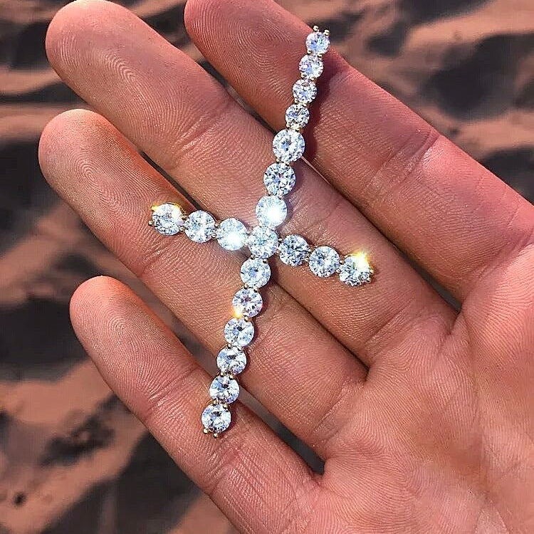 BIg Diamond Cross - Drip Culture Jewelry