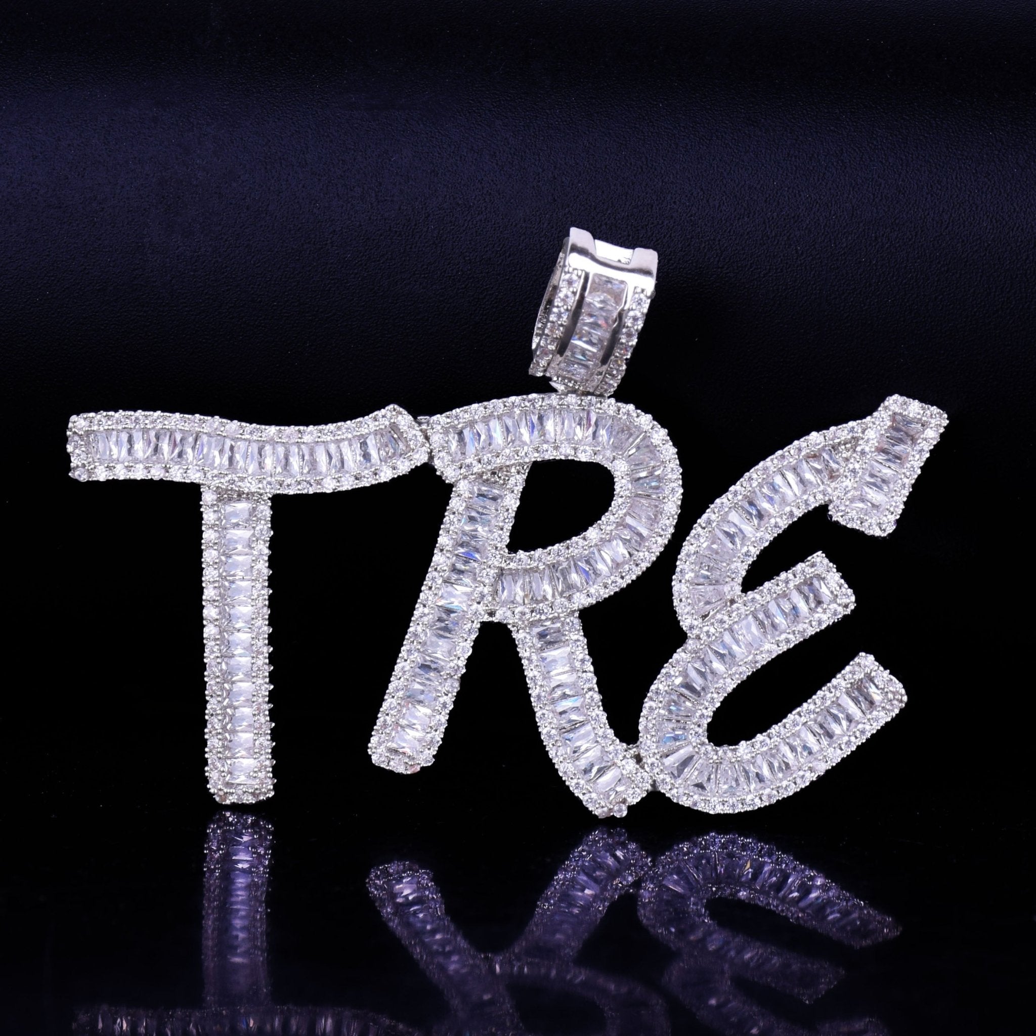 Custom 18K Gold Baguette Diamond Letter Pendant - Drip Culture Jewelry