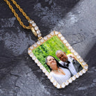 Custom 18K Gold Diamond Rectangle Picture Pendant - Drip Culture Jewelry