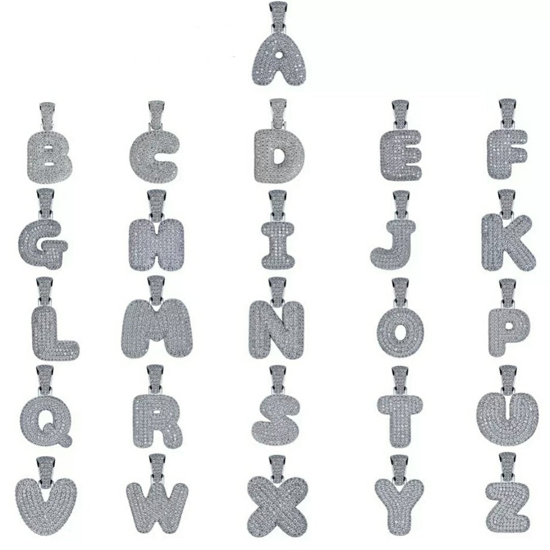 Custom 18K Gold Icy Bubble-Letter - Drip Culture Jewelry