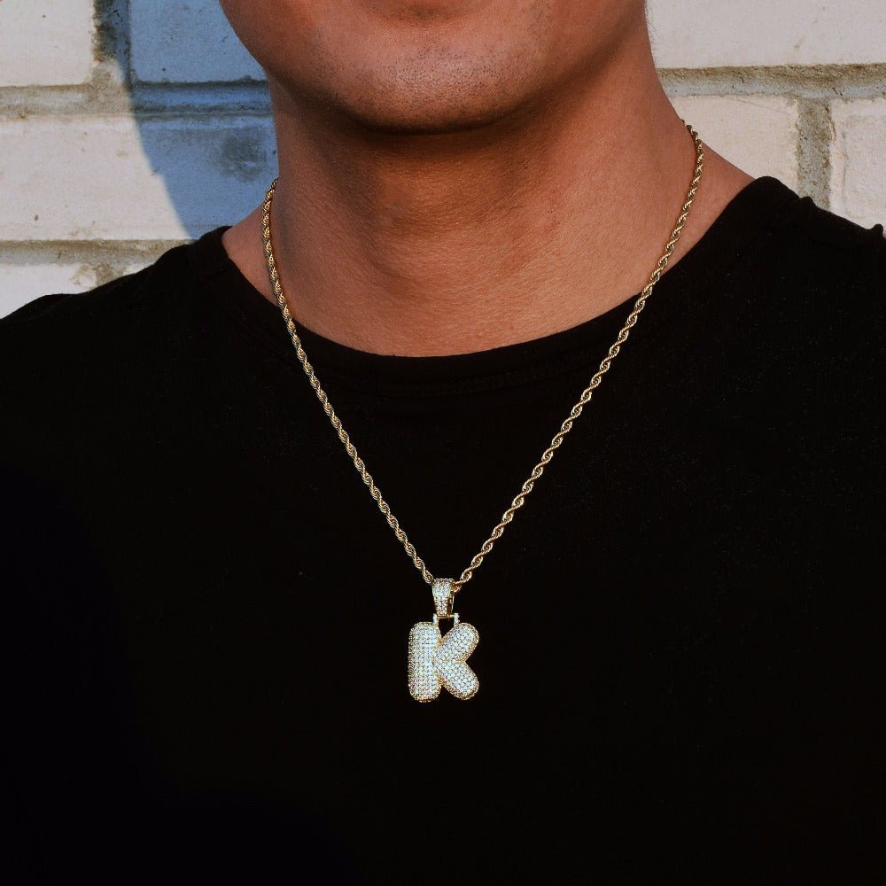 Custom 18K Gold Icy Bubble-Letter - Drip Culture Jewelry