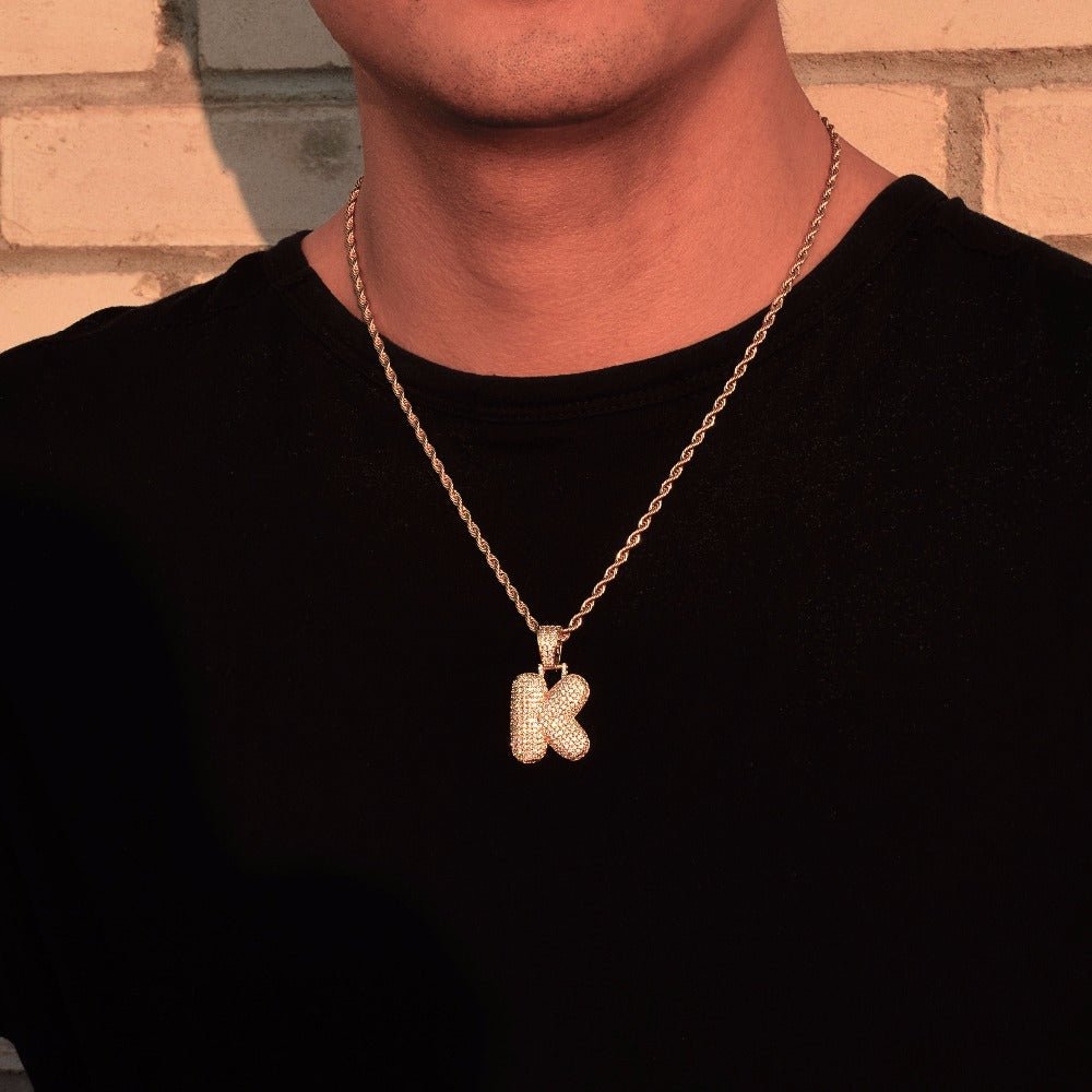 Custom 18K Gold Icy Bubble-Letter - Drip Culture Jewelry