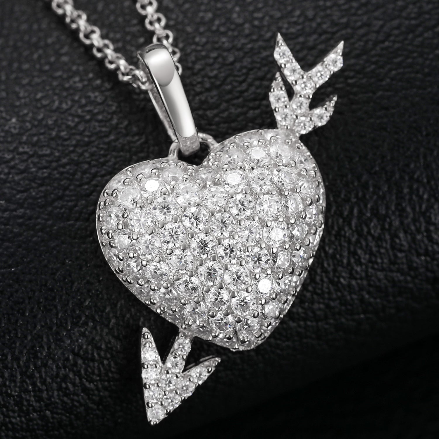 Moissanite Diamond Heart with Arrow Pendant - Drip Culture Jewelry