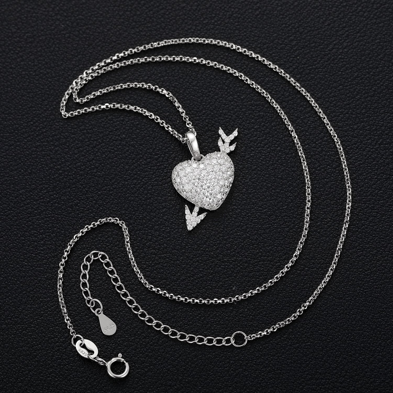 Moissanite Diamond Heart with Arrow Pendant - Drip Culture Jewelry