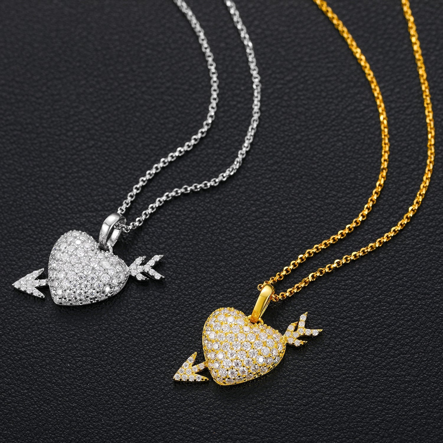 Moissanite Diamond Heart with Arrow Pendant - Drip Culture Jewelry