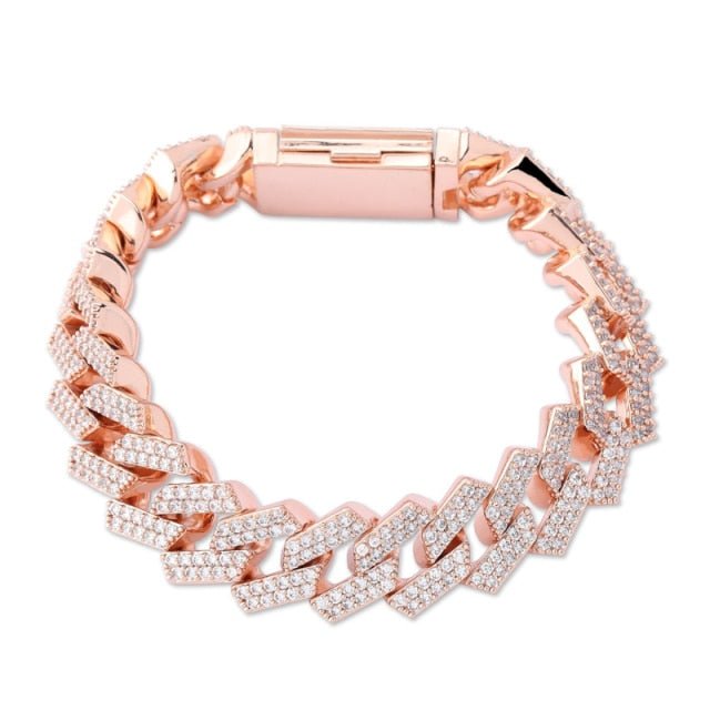 Premium 12mm 18k Gold Diamond Prong Cuban Link Bracelet - Drip Culture Jewelry