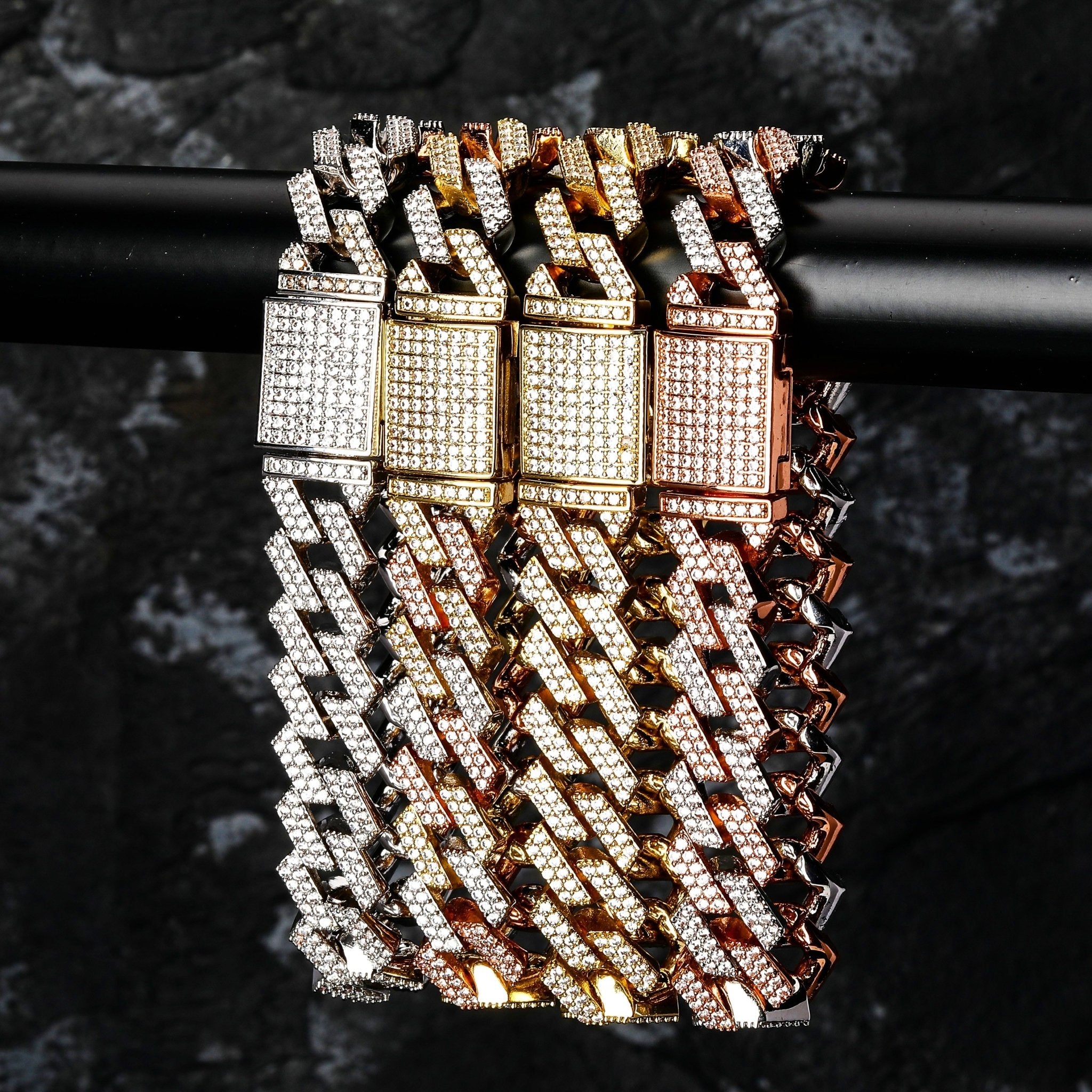 Premium 12mm 18k Gold Diamond Prong Cuban Link Bracelet - Drip Culture Jewelry