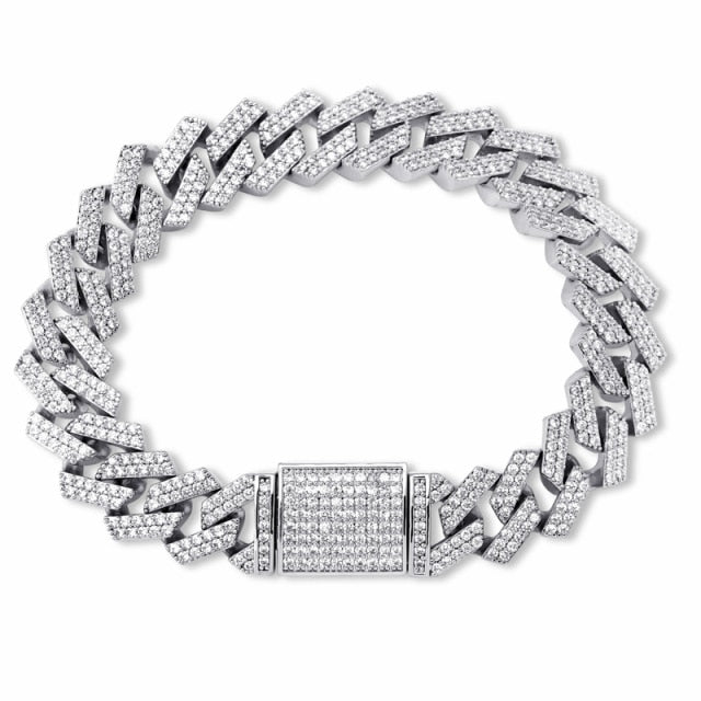 Premium 12mm 18k Gold Diamond Prong Cuban Link Bracelet - Drip Culture Jewelry