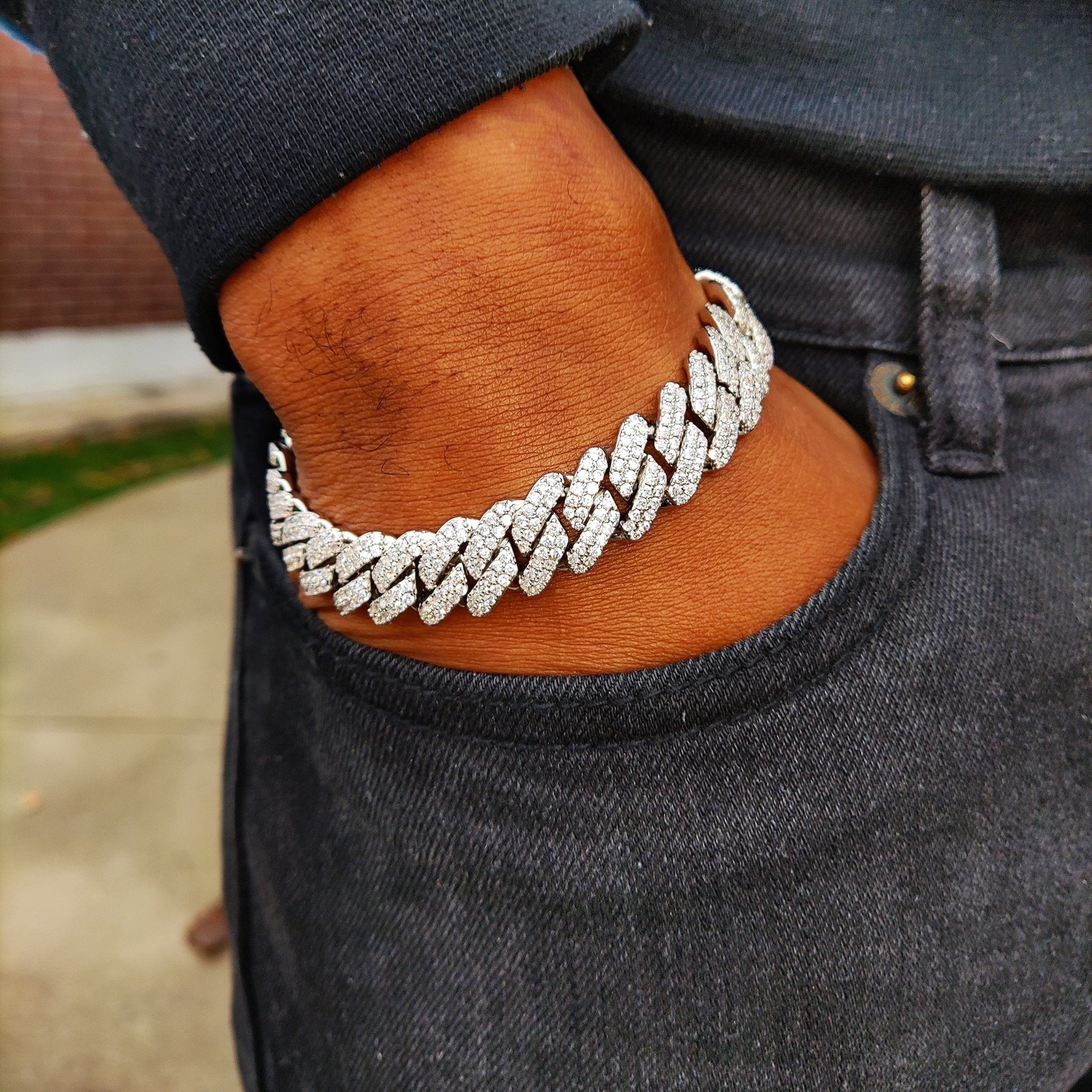 Premium 12mm 18k Gold Diamond Prong Cuban Link Bracelet - Drip Culture Jewelry