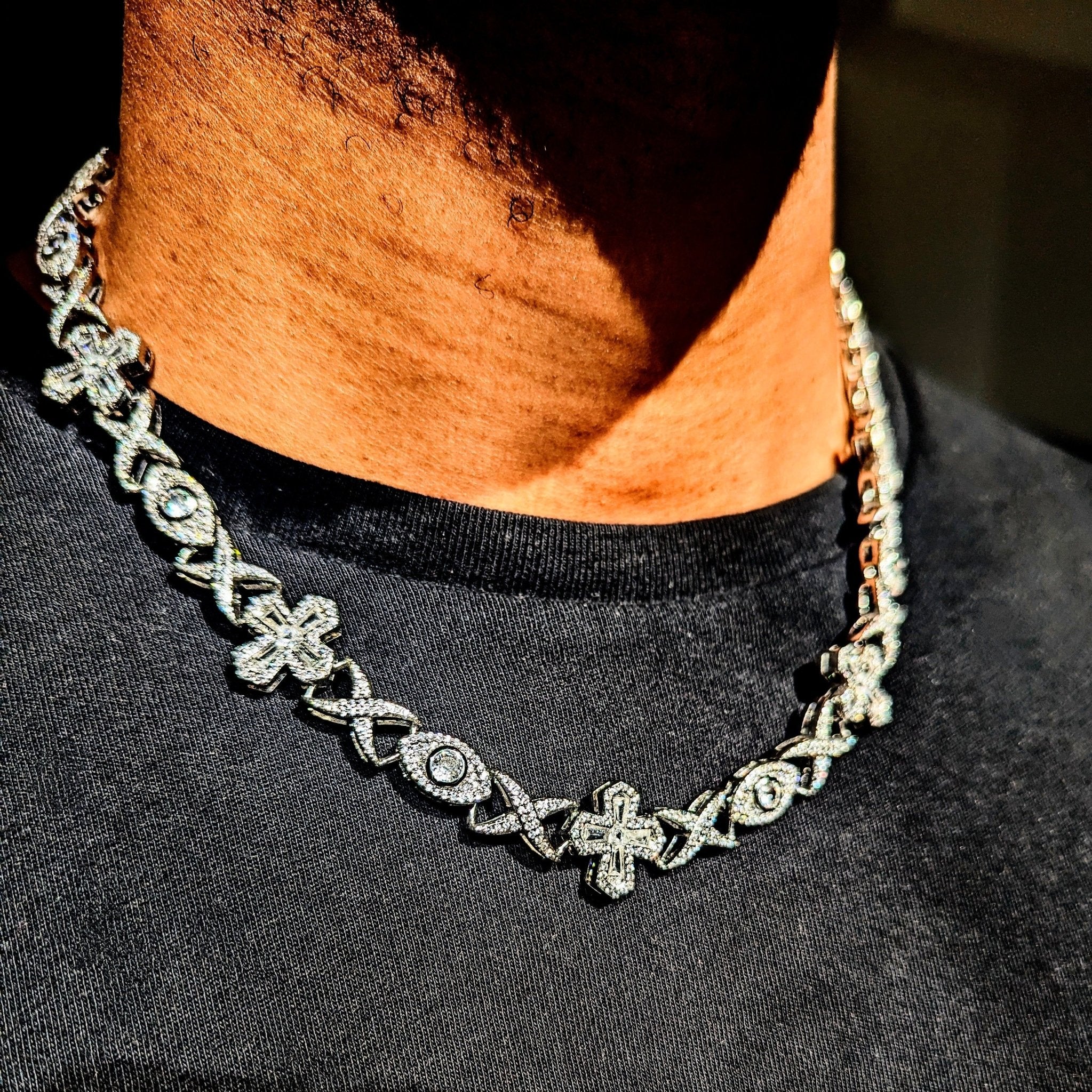 10mm 18k Gold Diamond Cross Eye Infinity Link Chain - Drip Culture Jewelry