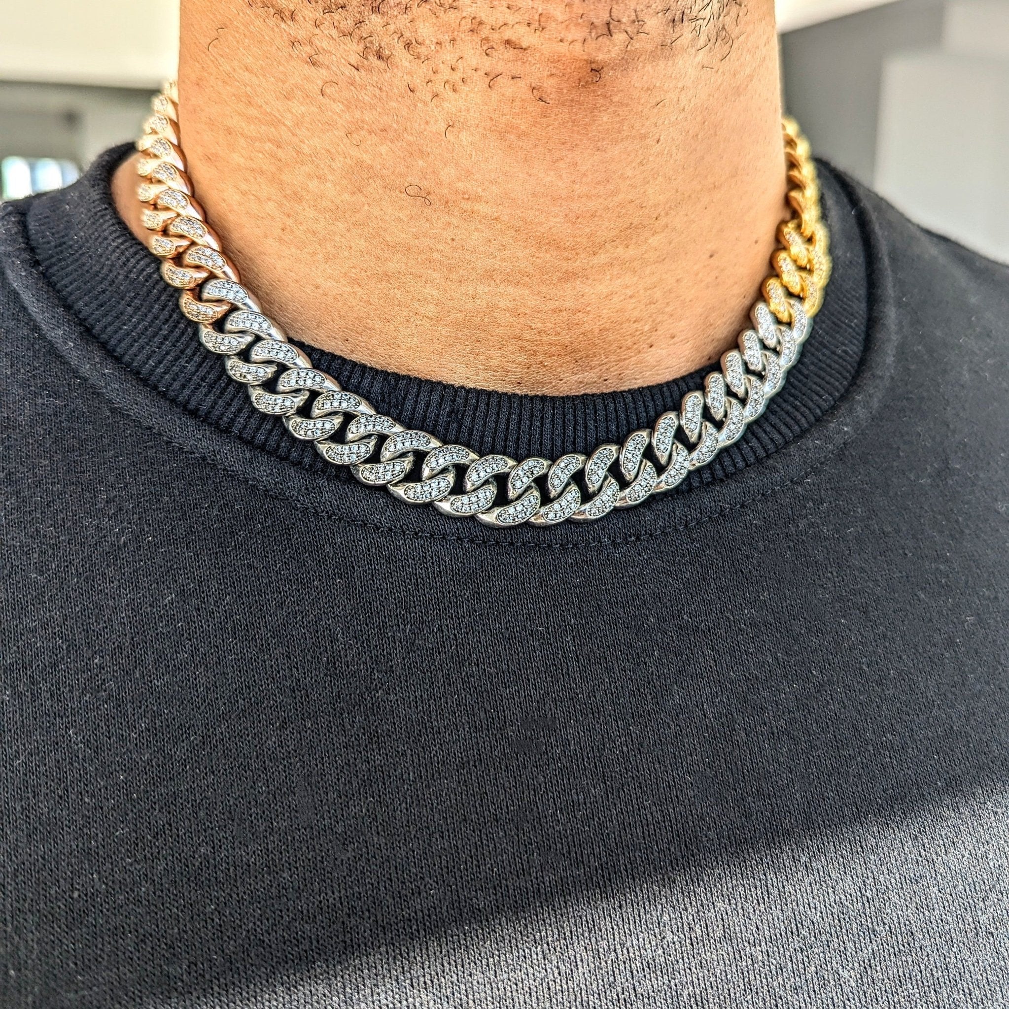 12mm 3 Tone Diamond Miami Cuban Link - Drip Culture Jewelry