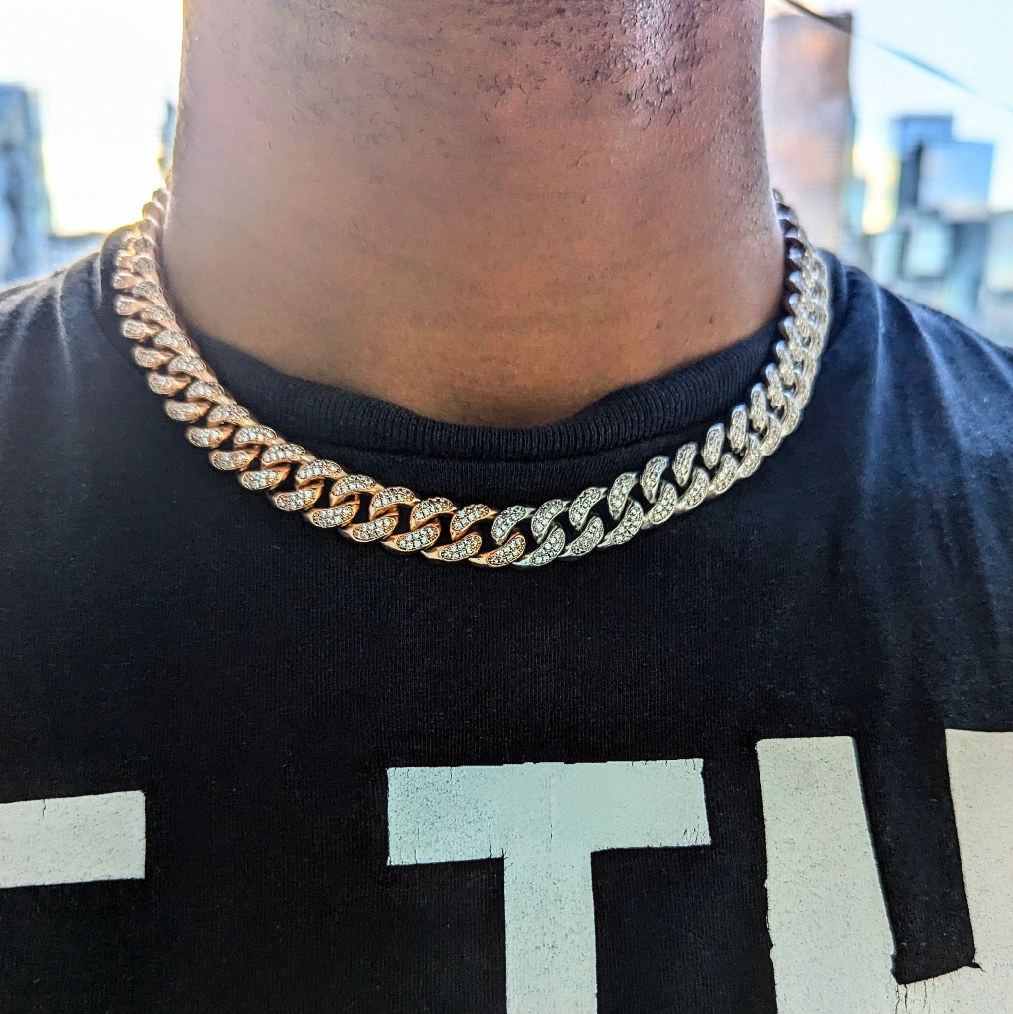 12mm 3 Tone Diamond Miami Cuban Link - Drip Culture Jewelry