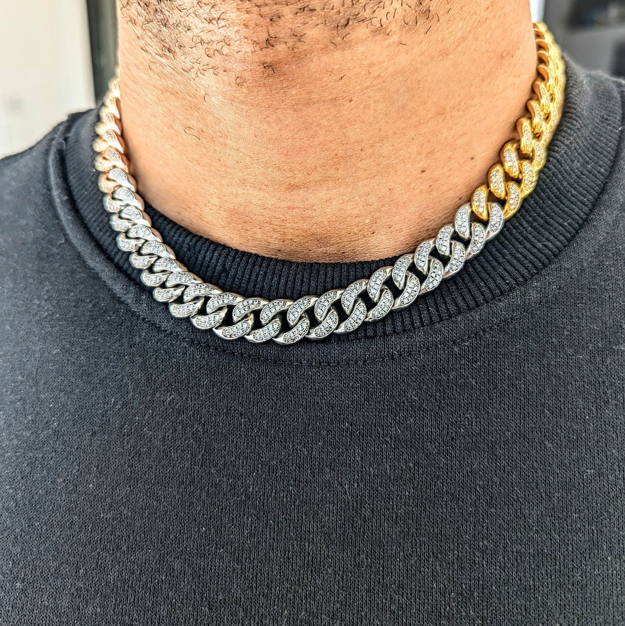 12mm 3 Tone Diamond Miami Cuban Link - Drip Culture Jewelry