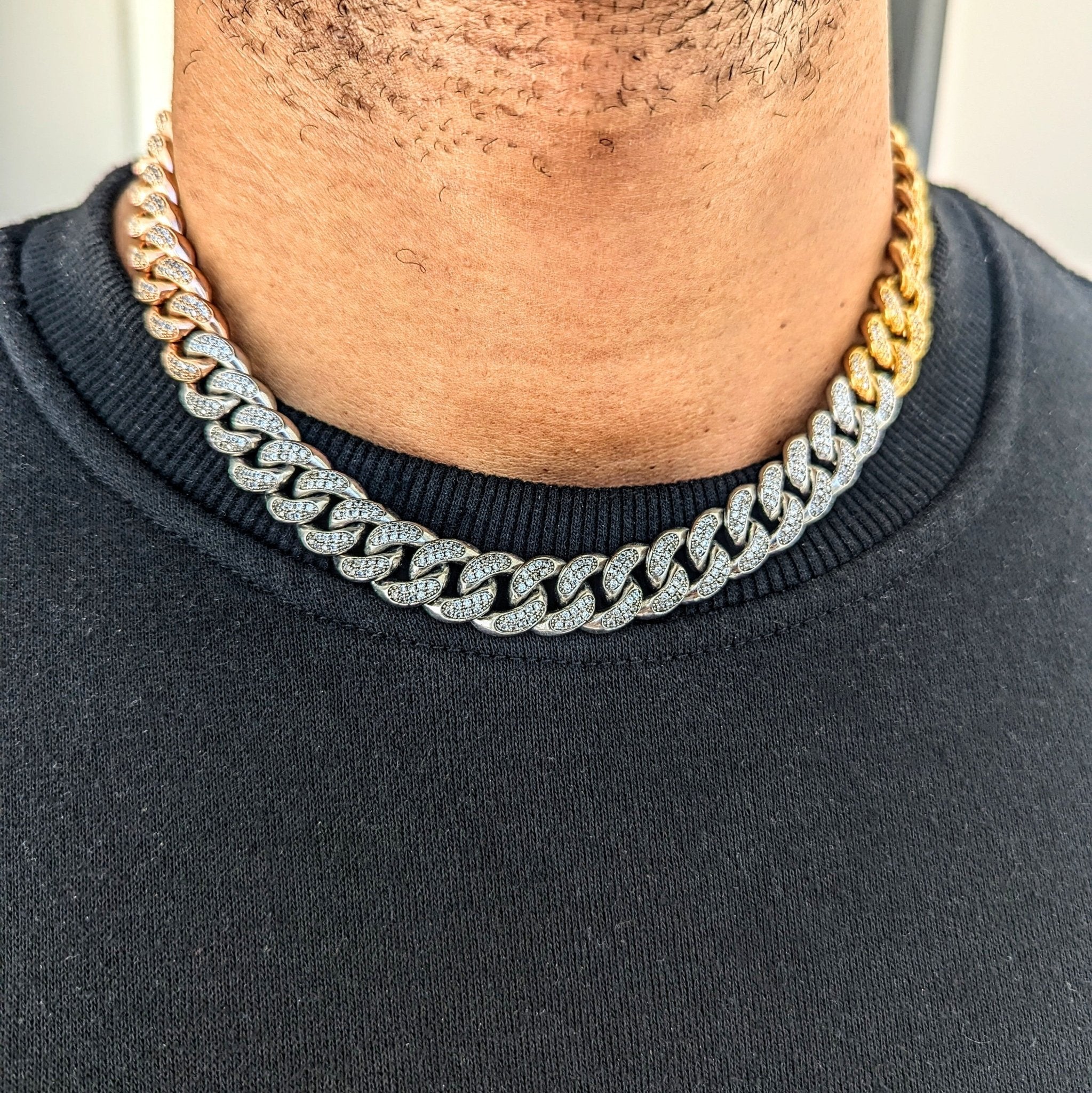 12mm 3 Tone Diamond Miami Cuban Link - Drip Culture Jewelry