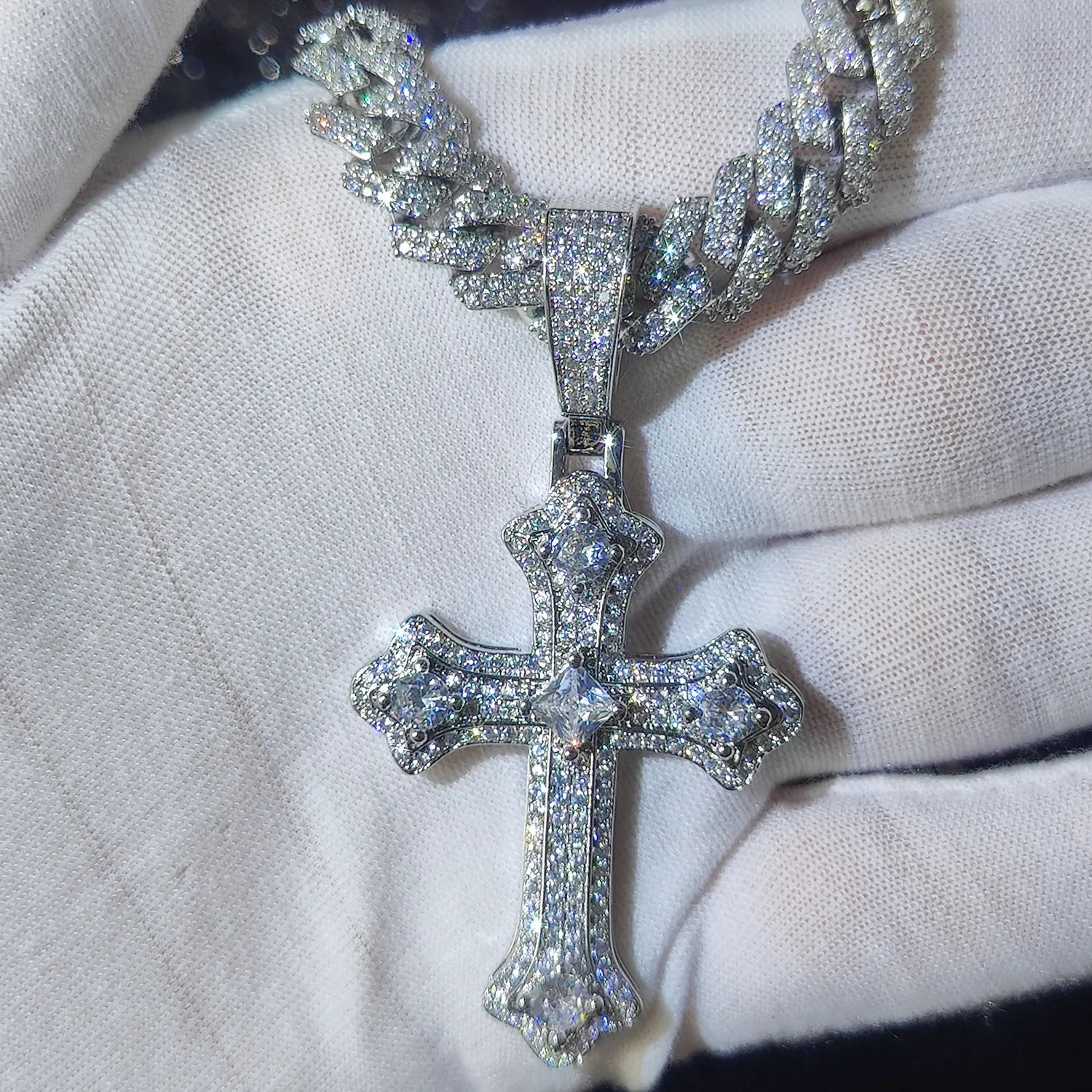 18K Gold Diamond Gothic Cross Pendant | Iced Out Luxury Hip Hop