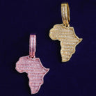 18k Gold Baguette Diamond Africa Pendant - Drip Culture Jewelry