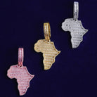 18k Gold Baguette Diamond Africa Pendant - Drip Culture Jewelry