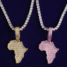18k Gold Baguette Diamond Africa Pendant - Drip Culture Jewelry