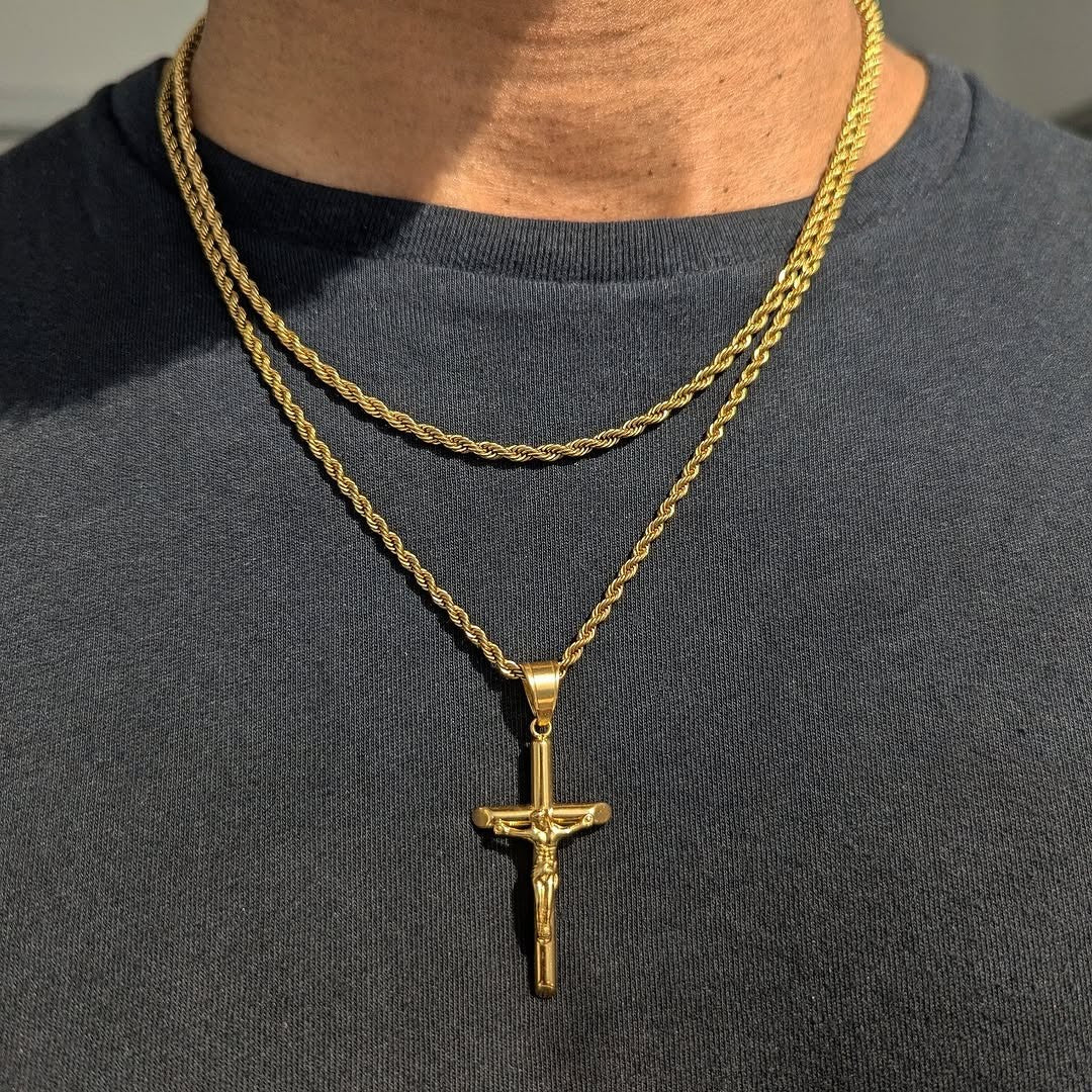 18K Gold Crucifix Set (3 Pieces) - Drip Culture Jewelry