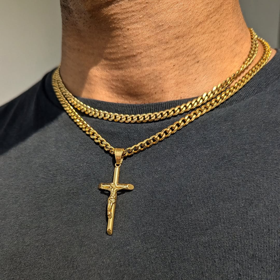 18K Gold Crucifix Set (3 Pieces) - Drip Culture Jewelry