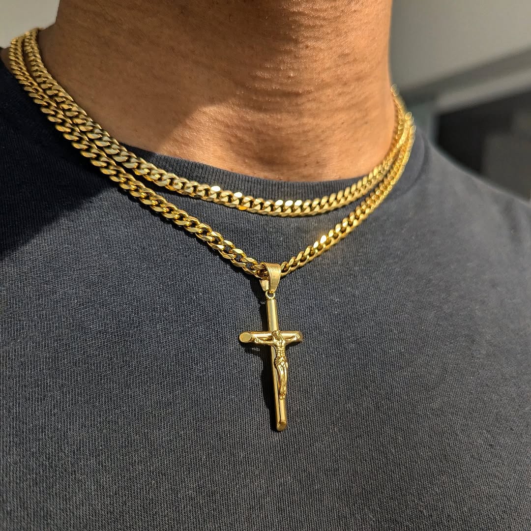18K Gold Crucifix Set (3 Pieces) - Drip Culture Jewelry