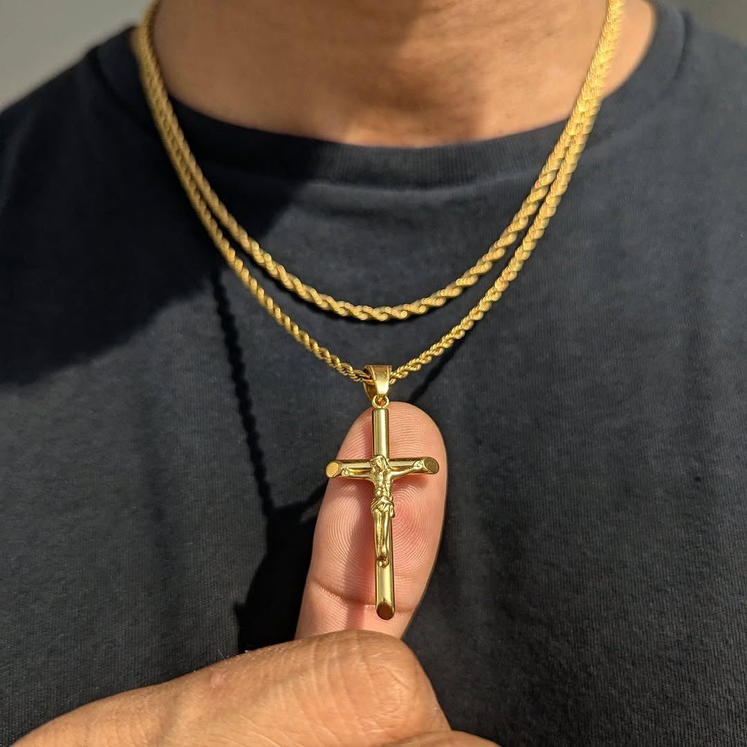 18K Gold Crucifix Set (3 Pieces) - Drip Culture Jewelry