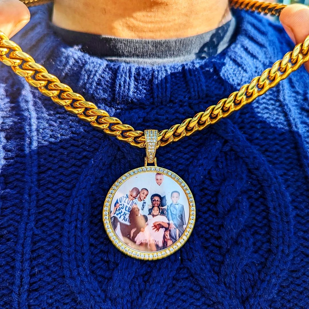 18K Gold Custom Diamond Picture Pendant - Drip Culture Jewelry