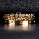 18k Gold Diamond Ball Bracelet Set (3 Pieces) - Drip Culture Jewelry