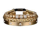 18k Gold Diamond Ball Bracelet Set (3 Pieces) - Drip Culture Jewelry