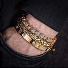 18k Gold Diamond Ball Bracelet Set (3 Pieces) - Drip Culture Jewelry