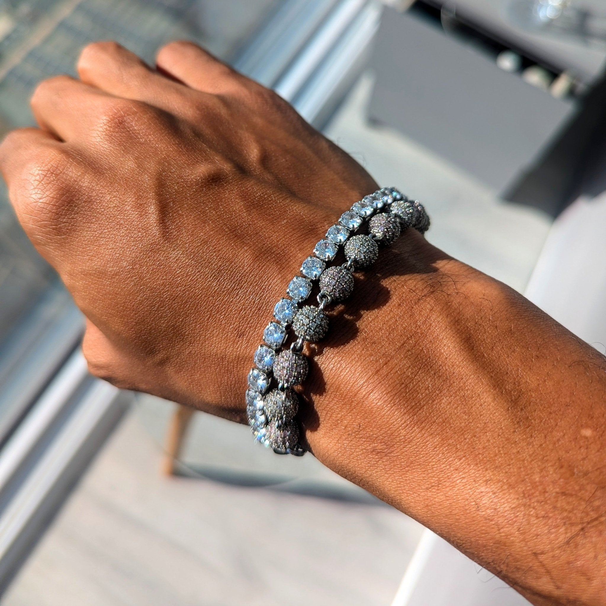 18k Gold Diamond Ball, Tennis Bracelet Set (2 Pieces) - Drip Culture Jewelry