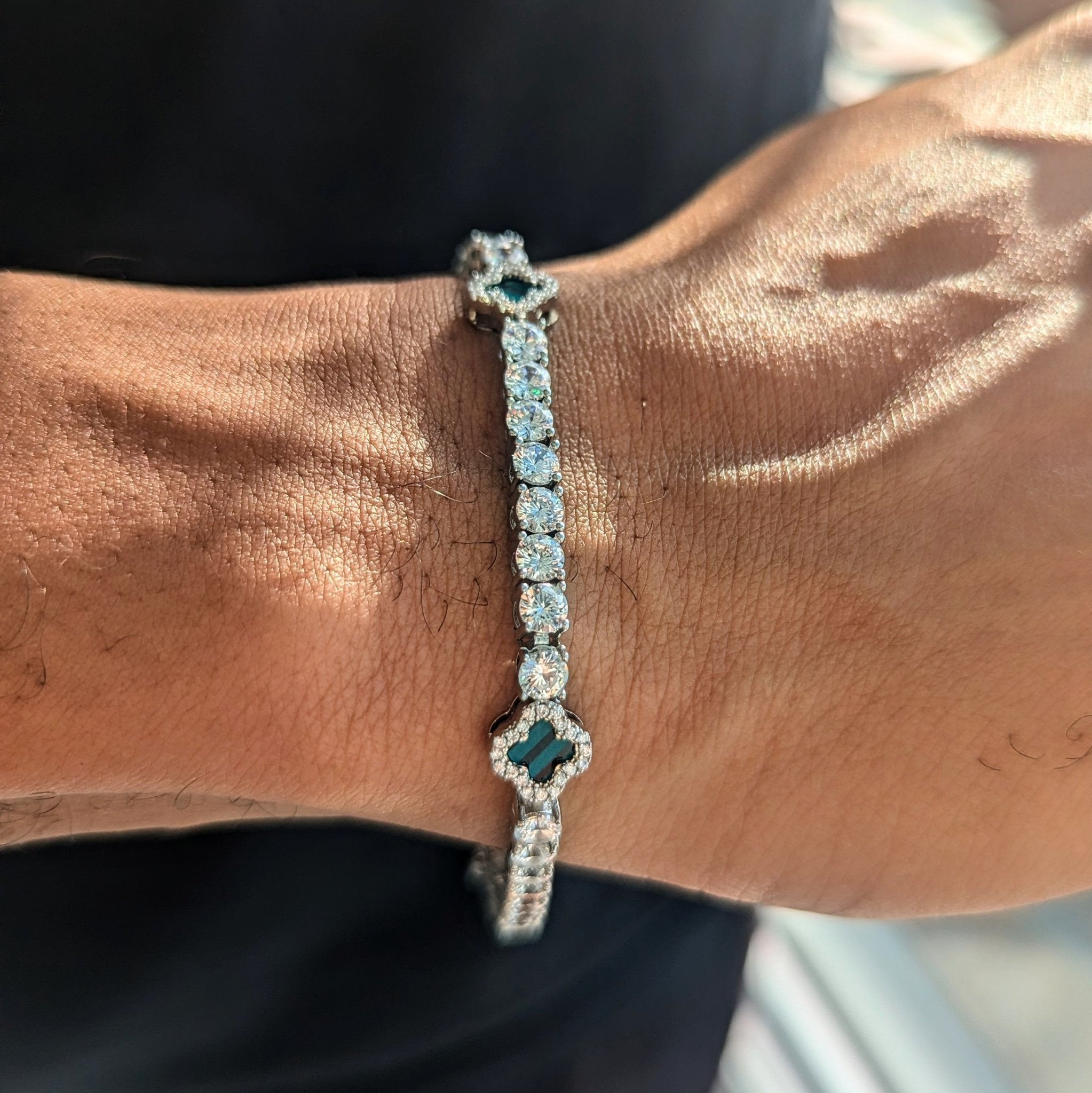 18k Gold Diamond Clover Tennis Bracelet - Drip Culture Jewelry