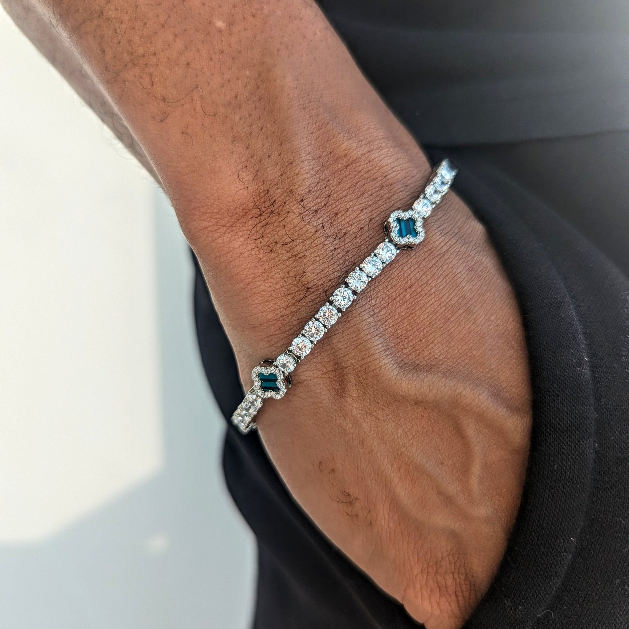 18k Gold Diamond Clover Tennis Bracelet - Drip Culture Jewelry