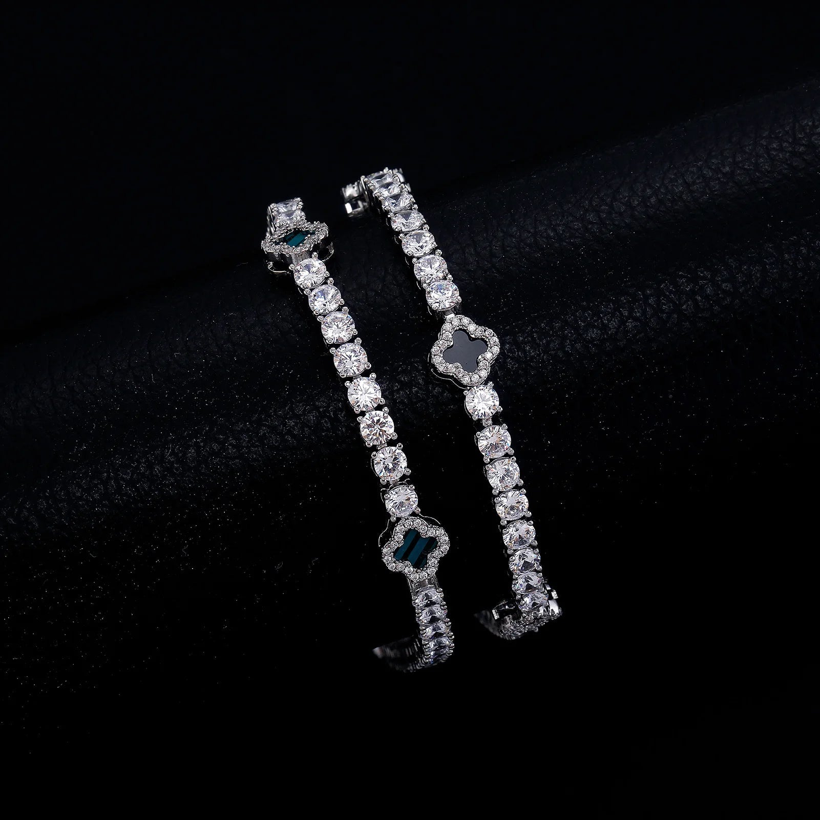 18k Gold Diamond Clover Tennis Bracelet - Drip Culture Jewelry