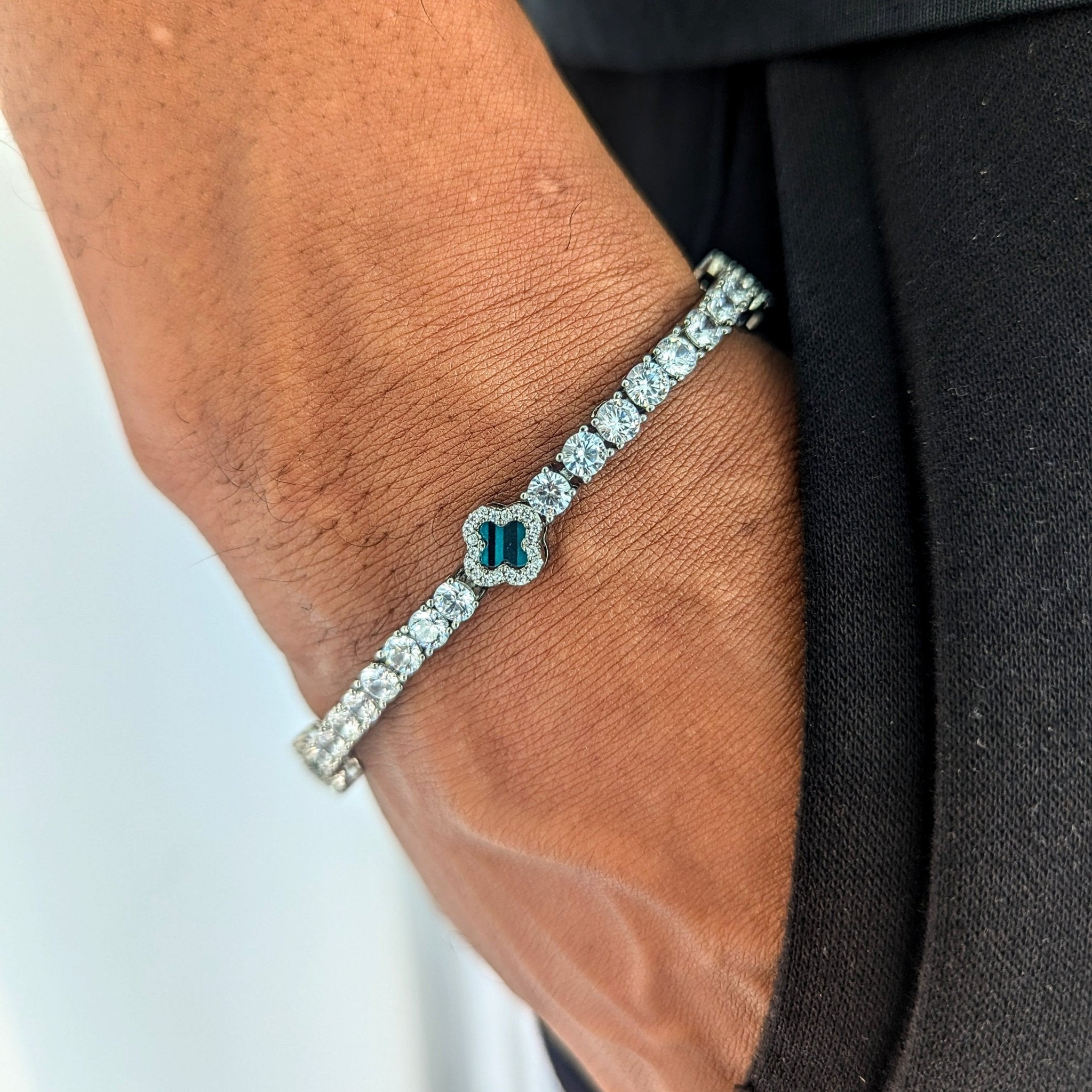 18k Gold Diamond Clover Tennis Bracelet - Drip Culture Jewelry