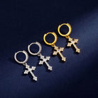 18k Gold Diamond Cross Earrings - Drip Culture Jewelry