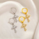 18k Gold Diamond Cross Earrings - Drip Culture Jewelry