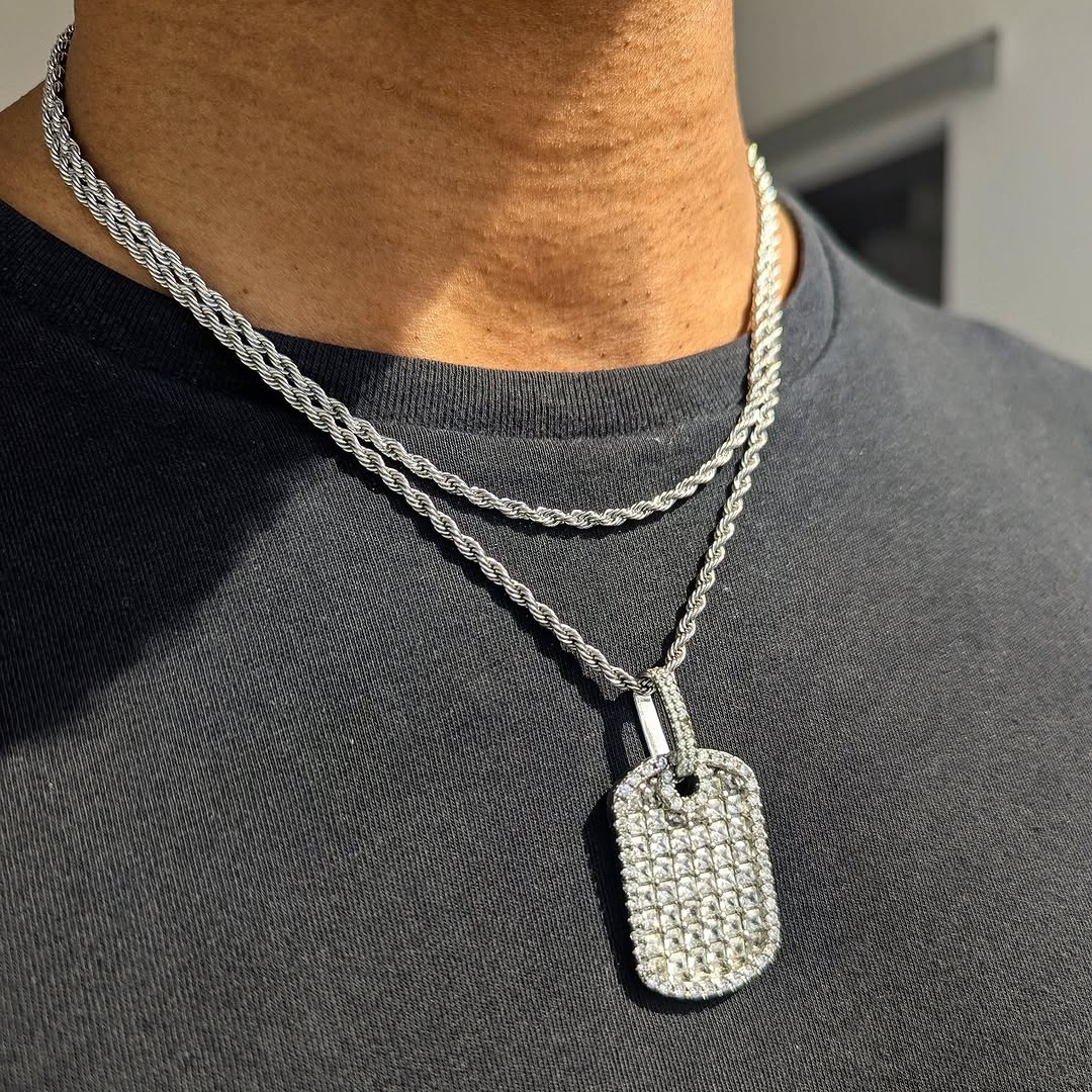 18k Gold Diamond Dog Tag Set (3 Pieces) - Drip Culture Jewelry