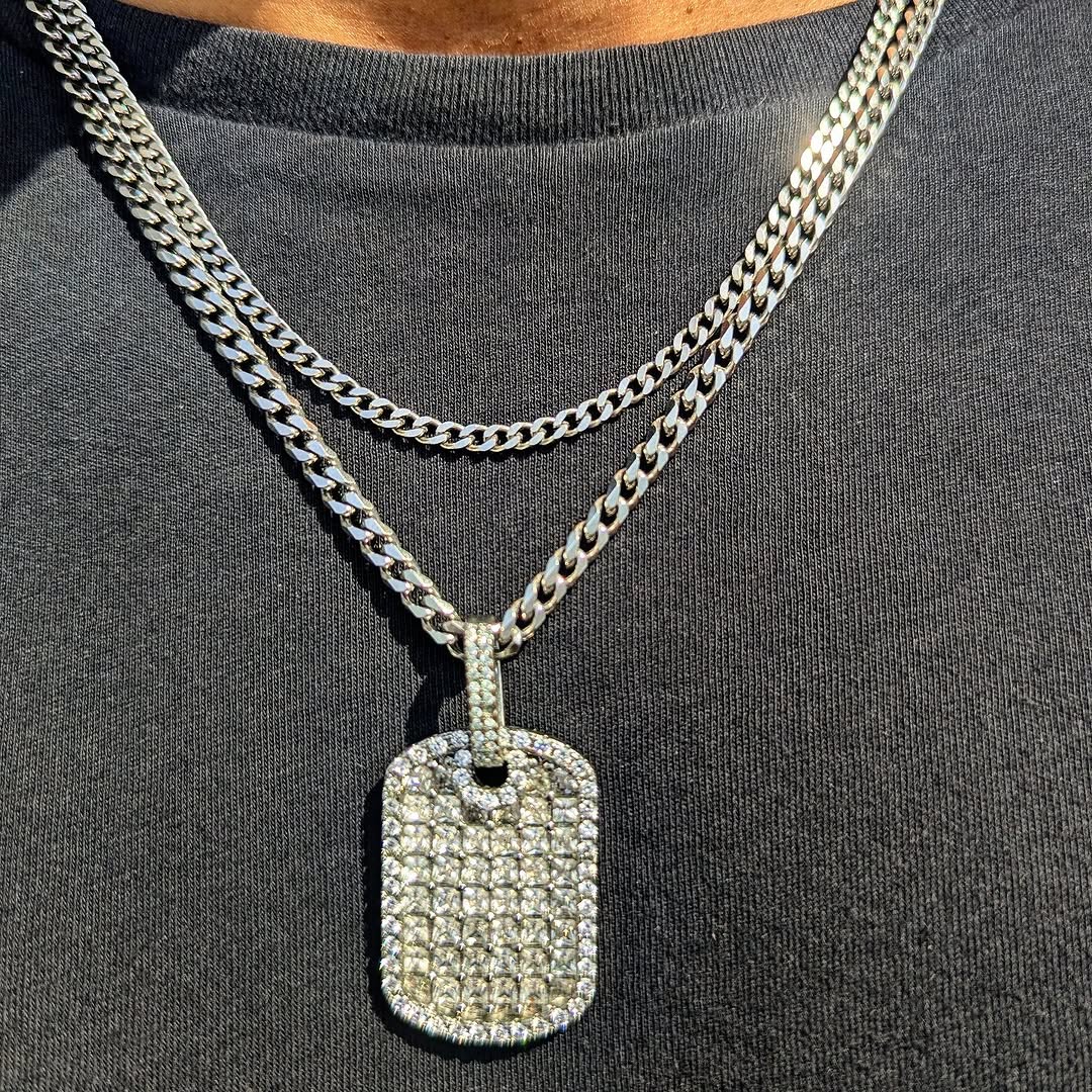 18k Gold Diamond Dog Tag Set (3 Pieces) - Drip Culture Jewelry