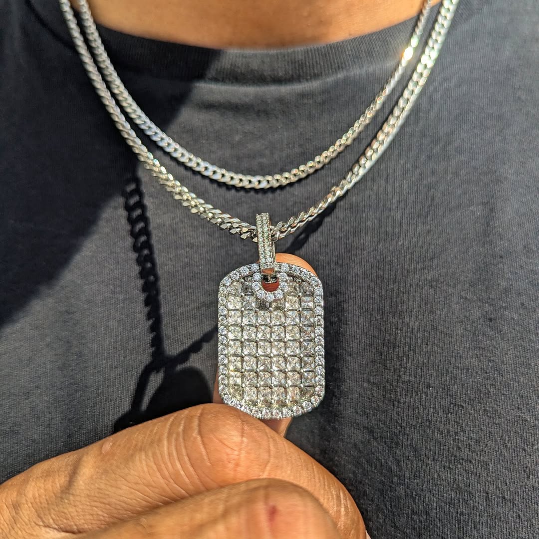 18k Gold Diamond Dog Tag Set (3 Pieces) - Drip Culture Jewelry