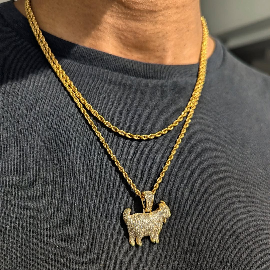 18k Gold Diamond Goat Set ( 3 Pieces ) - Drip Culture Jewelry