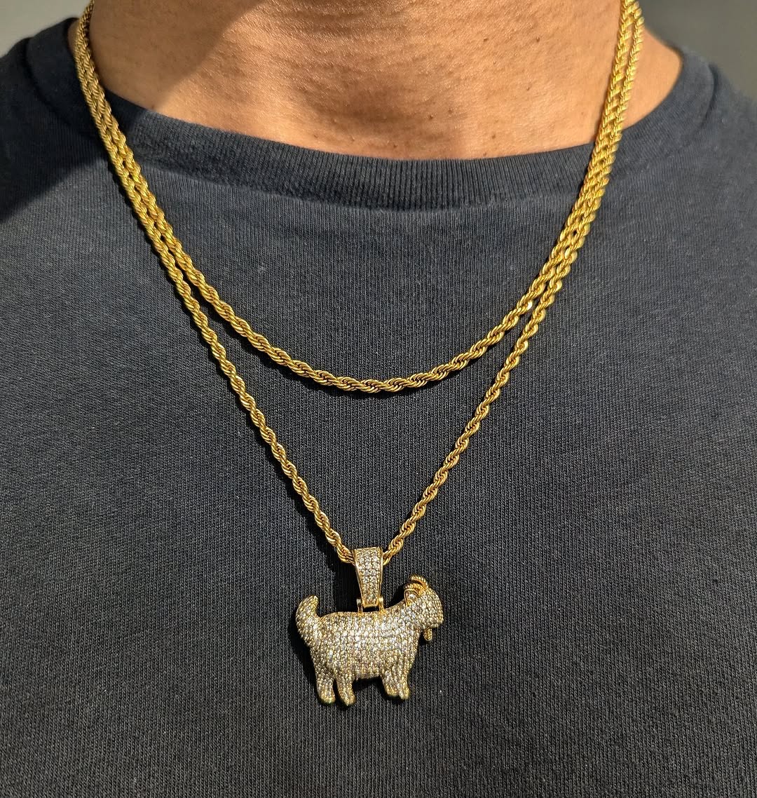 18k Gold Diamond Goat Set ( 3 Pieces ) - Drip Culture Jewelry