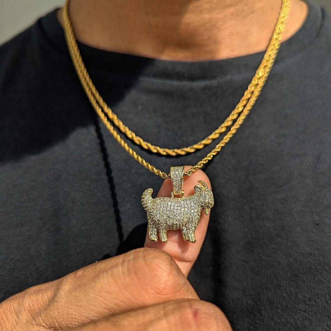 18k Gold Diamond Goat Set ( 3 Pieces ) - Drip Culture Jewelry