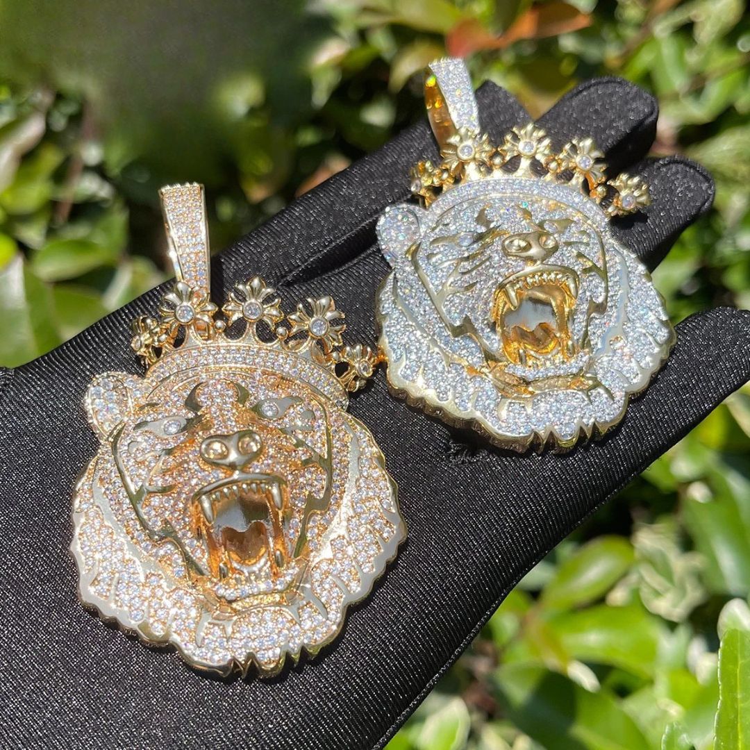 18k Gold Diamond King Lion - Drip Culture Jewelry