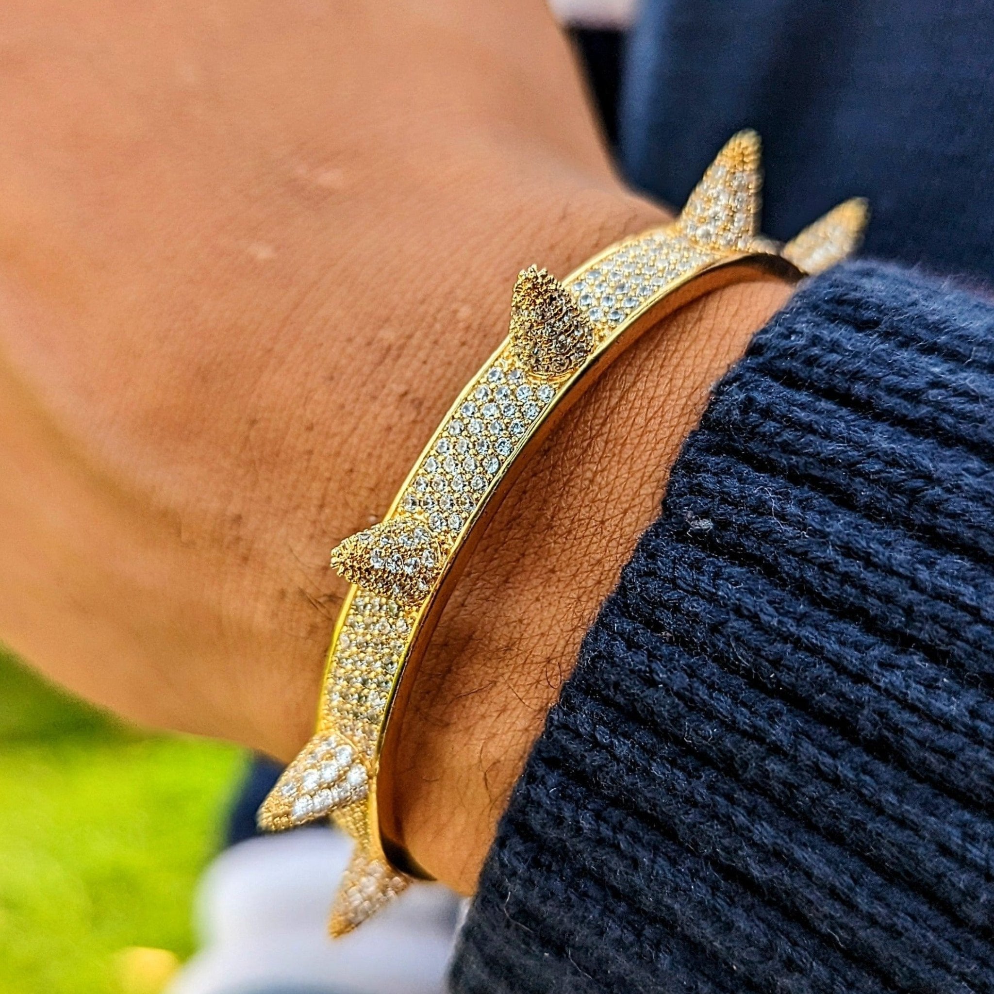 18K Gold Diamond Spike Bracelet - Drip Culture Jewelry