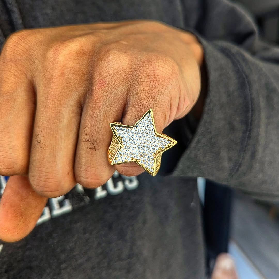 18k Gold Diamond Star Ring 2.0 - Drip Culture Jewelry